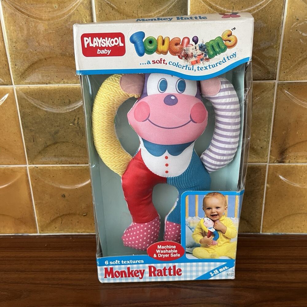 Vintage Playskool Touch'ems Monkey Rattle Baby Toy 1985